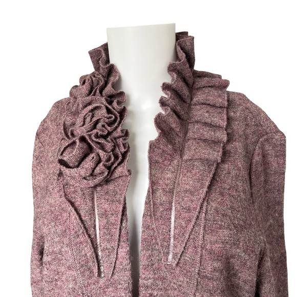 Soft Surroundings Wool Open Front Cardigan Sweater Knit Dusty Pink Size Large L - Picture 5 of 9
